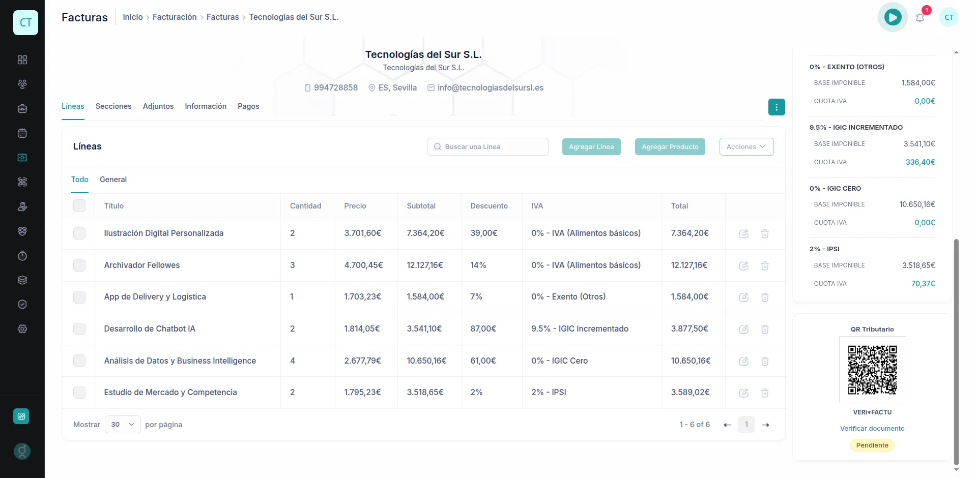 Módulo de facturación en Rapidgest